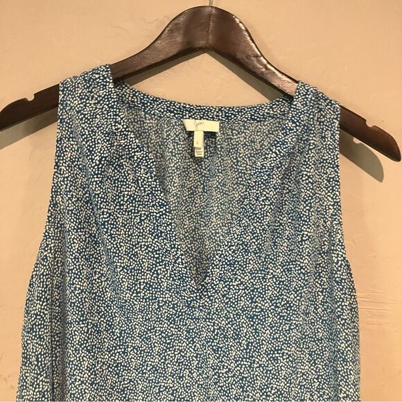 Joie Blue and White Sleeveless Silk Tank Blouse Size Large - Picture 4 of 9